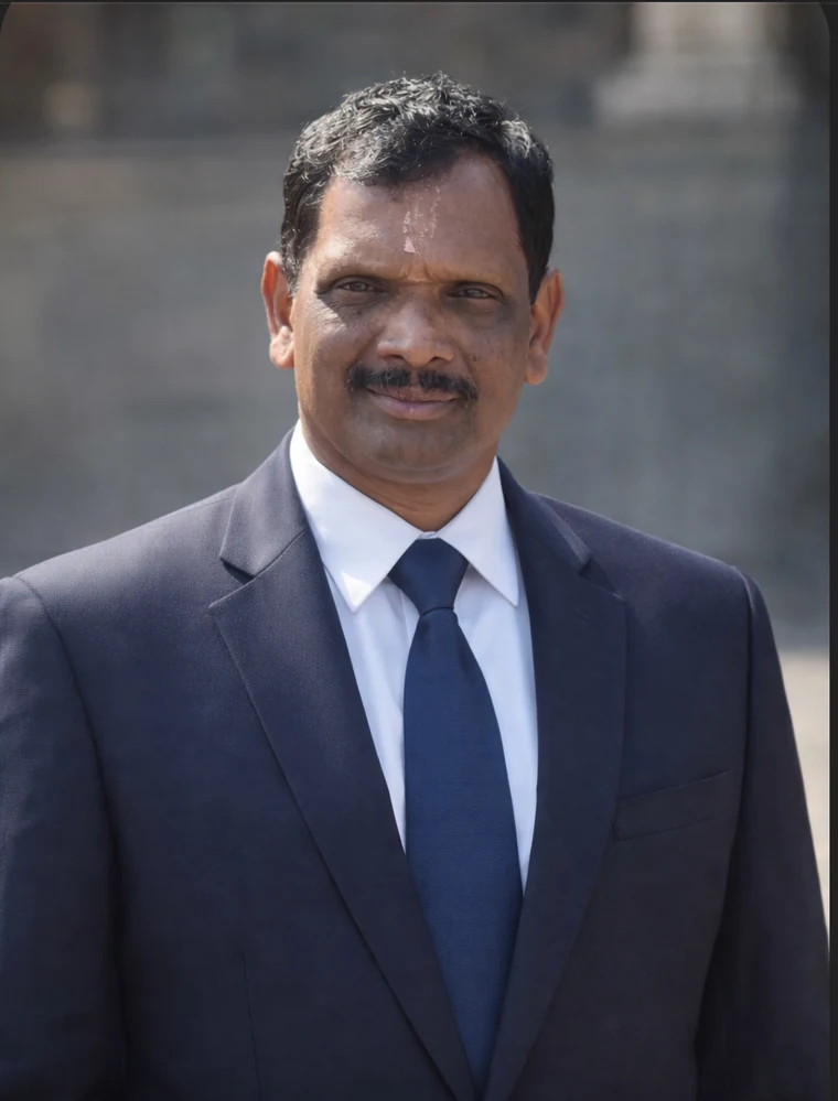 Portrait of Krishna C N, founder of Jaya Durga Caterers.